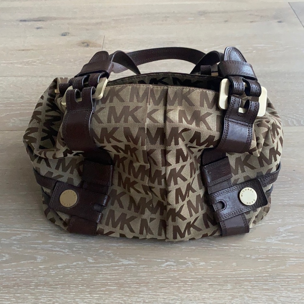 Michael Kors brown logo bag.